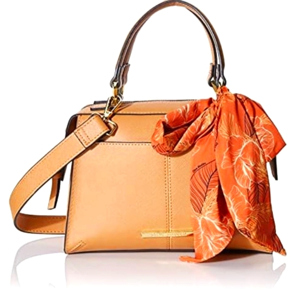 STEVEN MADDEN ELegant Tan Handbag with Orange Scarf - Picture 1 of 6